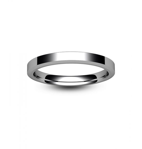 Platinum Chamfered Edge Wedding Ring