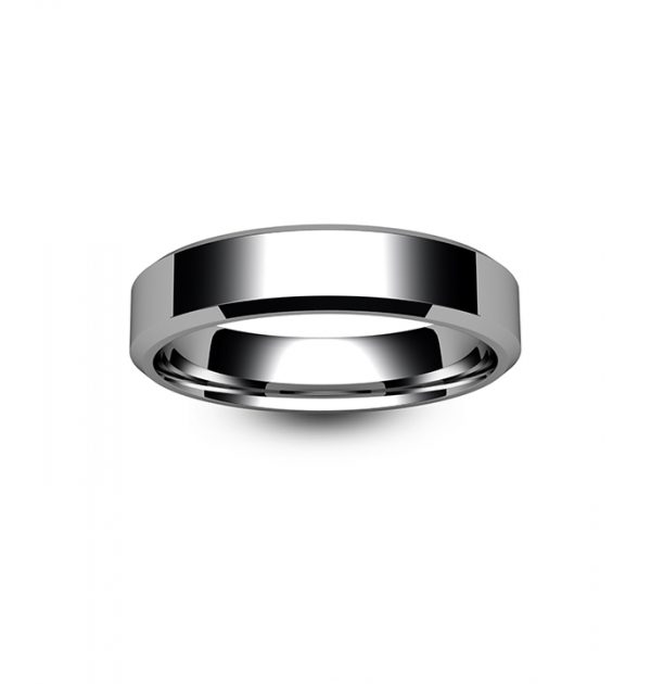 Platinum Chamfered Edge Wedding Ring