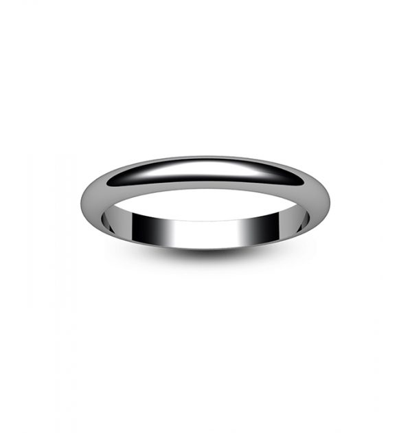 18ct White Gold D Shape Wedding Ring