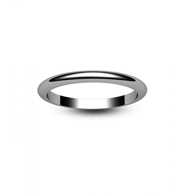 18ct White Gold D Shape Wedding Ring