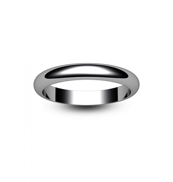 18ct White Gold D Shape Wedding Ring