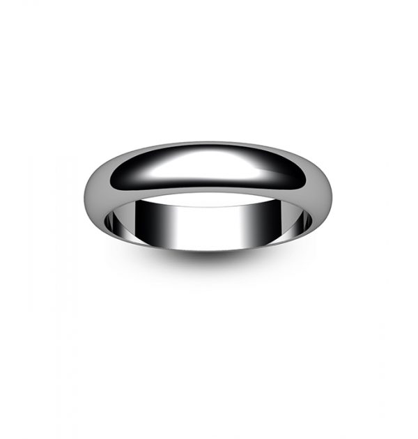 18ct White Gold D Shape Wedding Ring