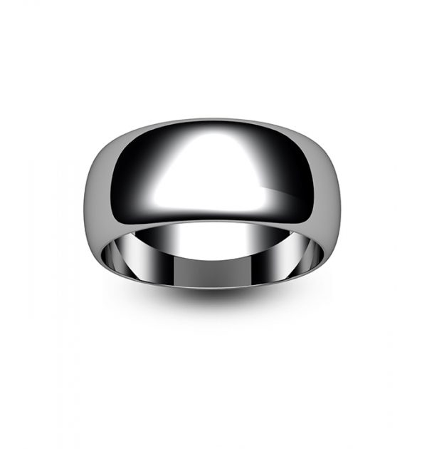 18ct White Gold D Shape Wedding Ring