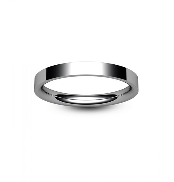 18ct White Gold Flat Court Wedding Ring