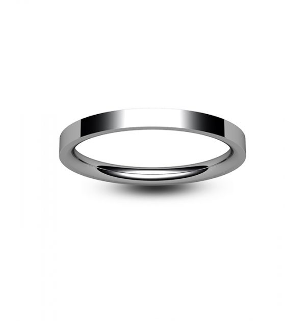 18ct White Gold Flat Court Wedding Ring