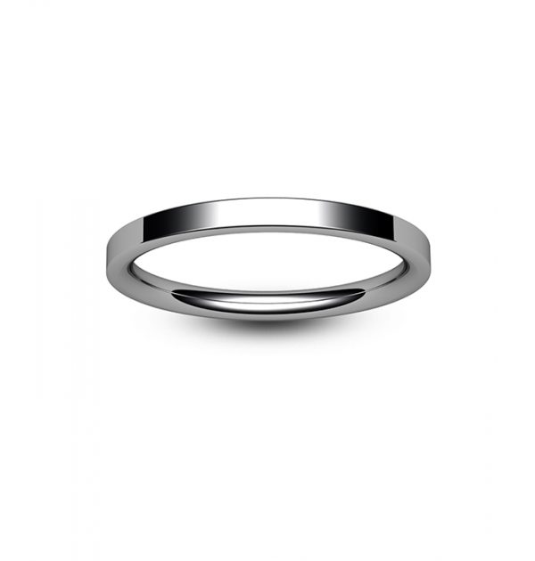 9ct White Gold Modern Flat Court Wedding Ring