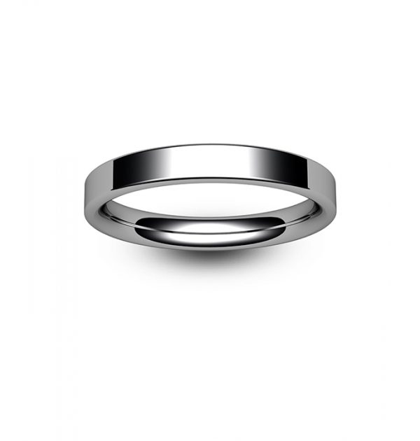 9ct White Gold Modern Flat Court Wedding Ring