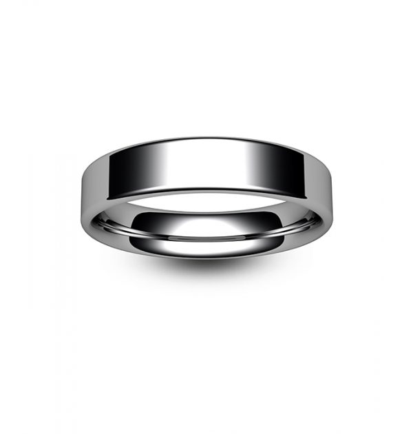 9ct White Gold Modern Flat Court Wedding Ring