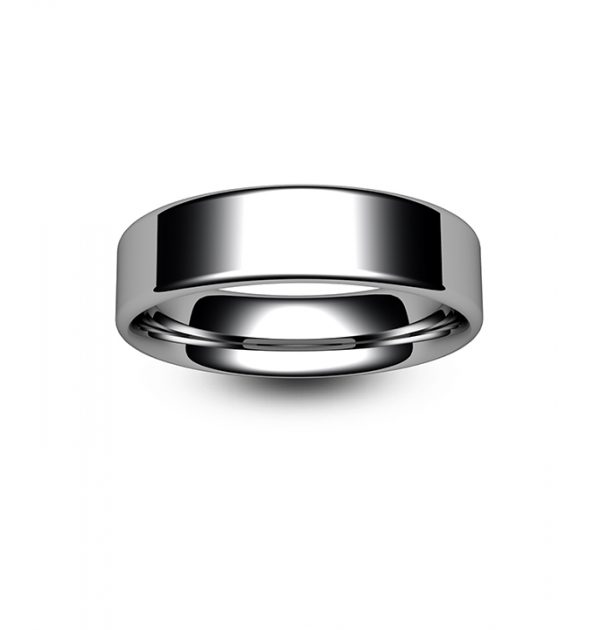 9ct White Gold Modern Flat Court Wedding Ring