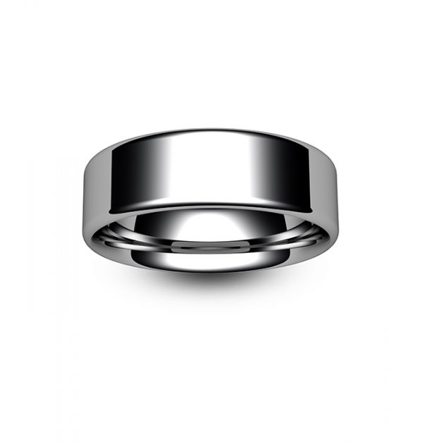 9ct White Gold Modern Flat Court Wedding Ring